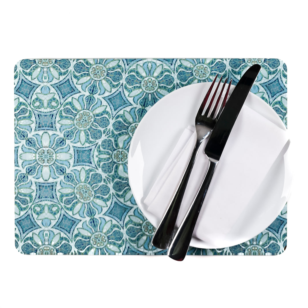 SALE - Single Cork Placemat - Blue Pomegranate design