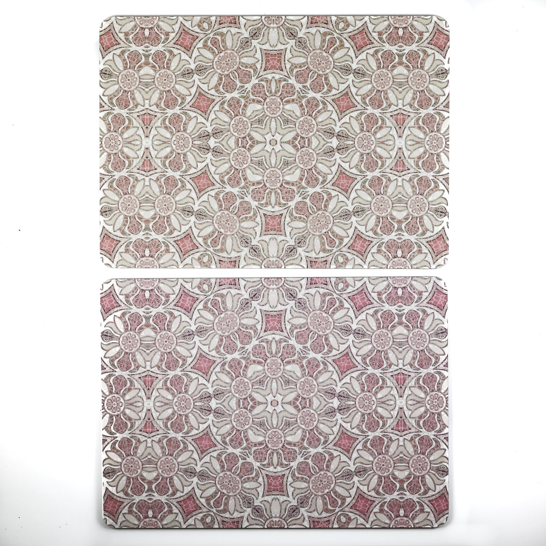 SALE - Pair of Cork Placemats - Pink Pomegranate design