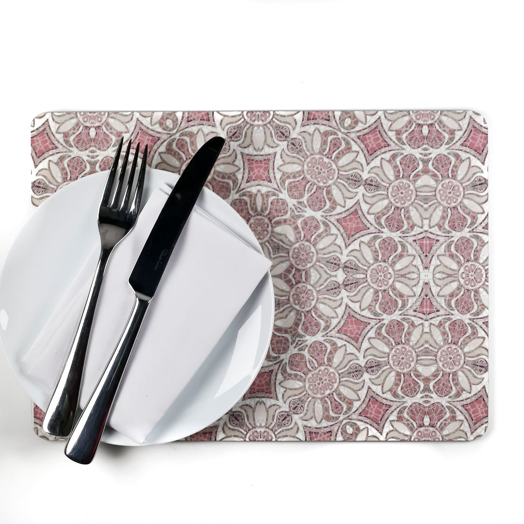 SALE - Pair of Cork Placemats - Pink Pomegranate design