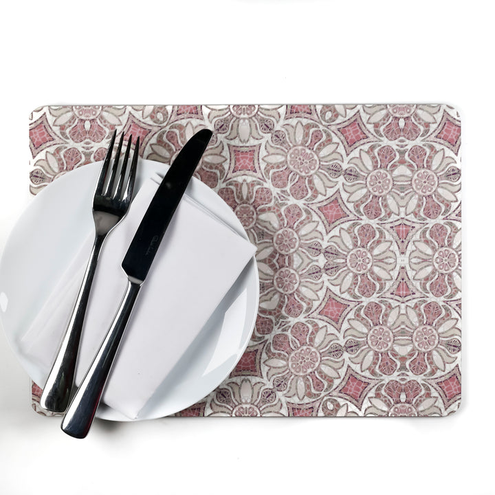 SALE - Pair of Cork Placemats - Pink Pomegranate design