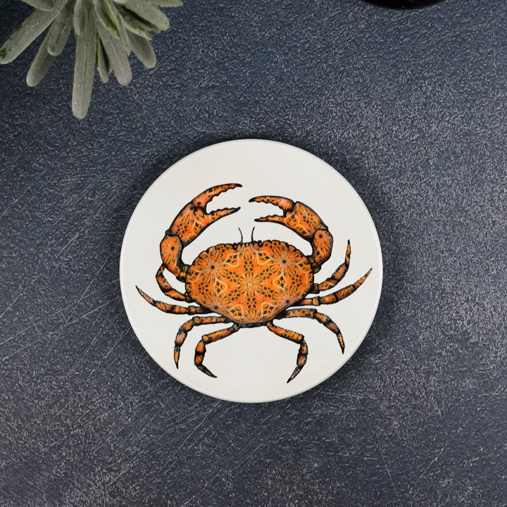 SALE : 4x Circular Ceramic Coasters Set (cork-backed) - Crabs