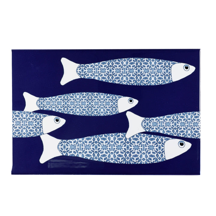 SALE SECONDS SET of 5x Navy Blue Ocean Shoal - Large Rectangular Tile - 30x20cm