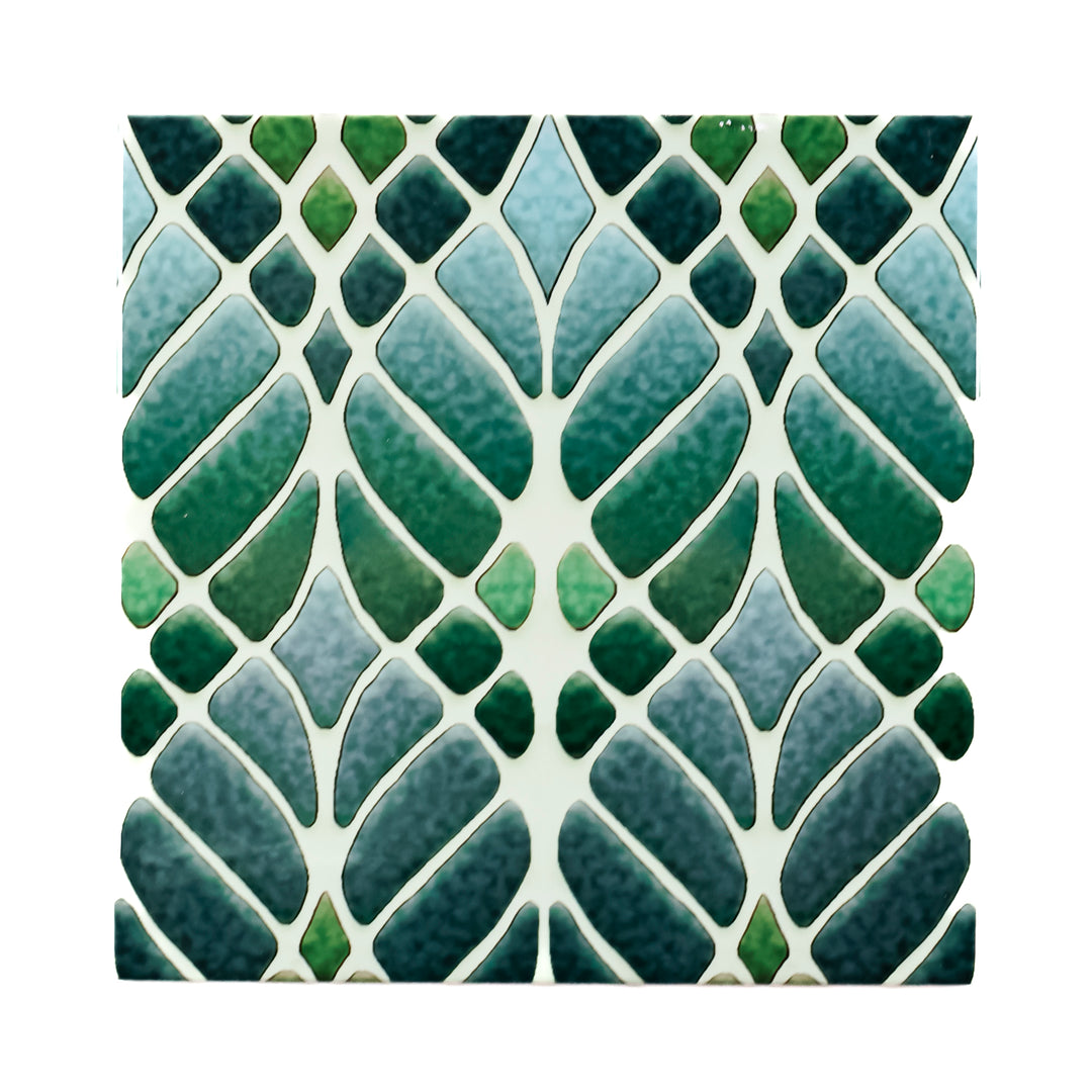 SALE SECONDS SET of 2 x 20cm Green Interwoven Tree tiles