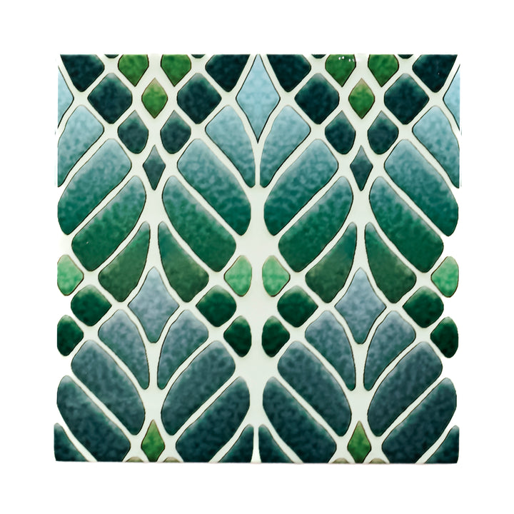 SALE SECONDS SET of 2 x 20cm Green Interwoven Tree tiles