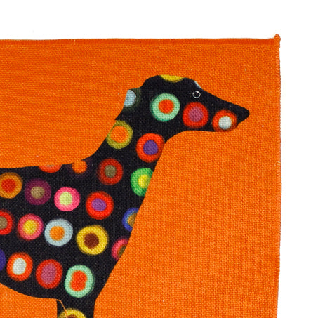 Greyhound Lurcher Placemat - Fabric - Spotty on orange