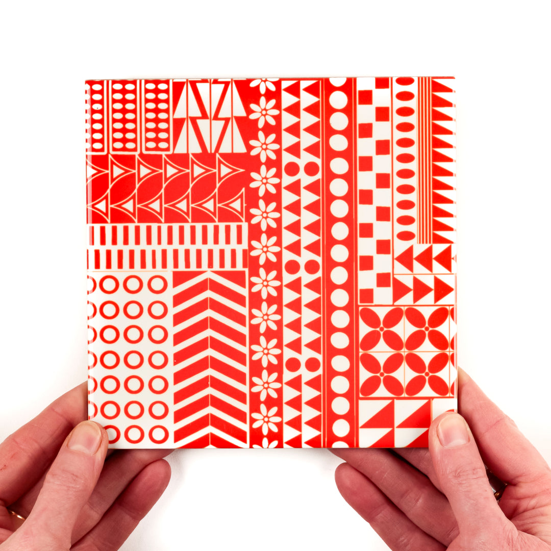 Orange Geometric Retro tiles - Small Scale