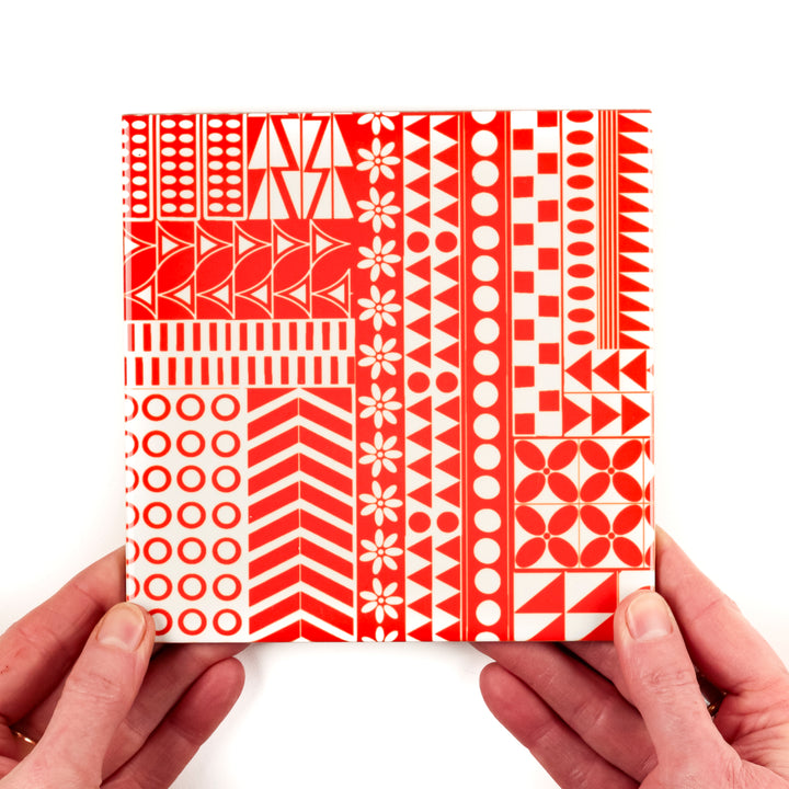 SALE SET - 6 x 15.2cm Mix and Match Orange Geometric Ceramic tiles