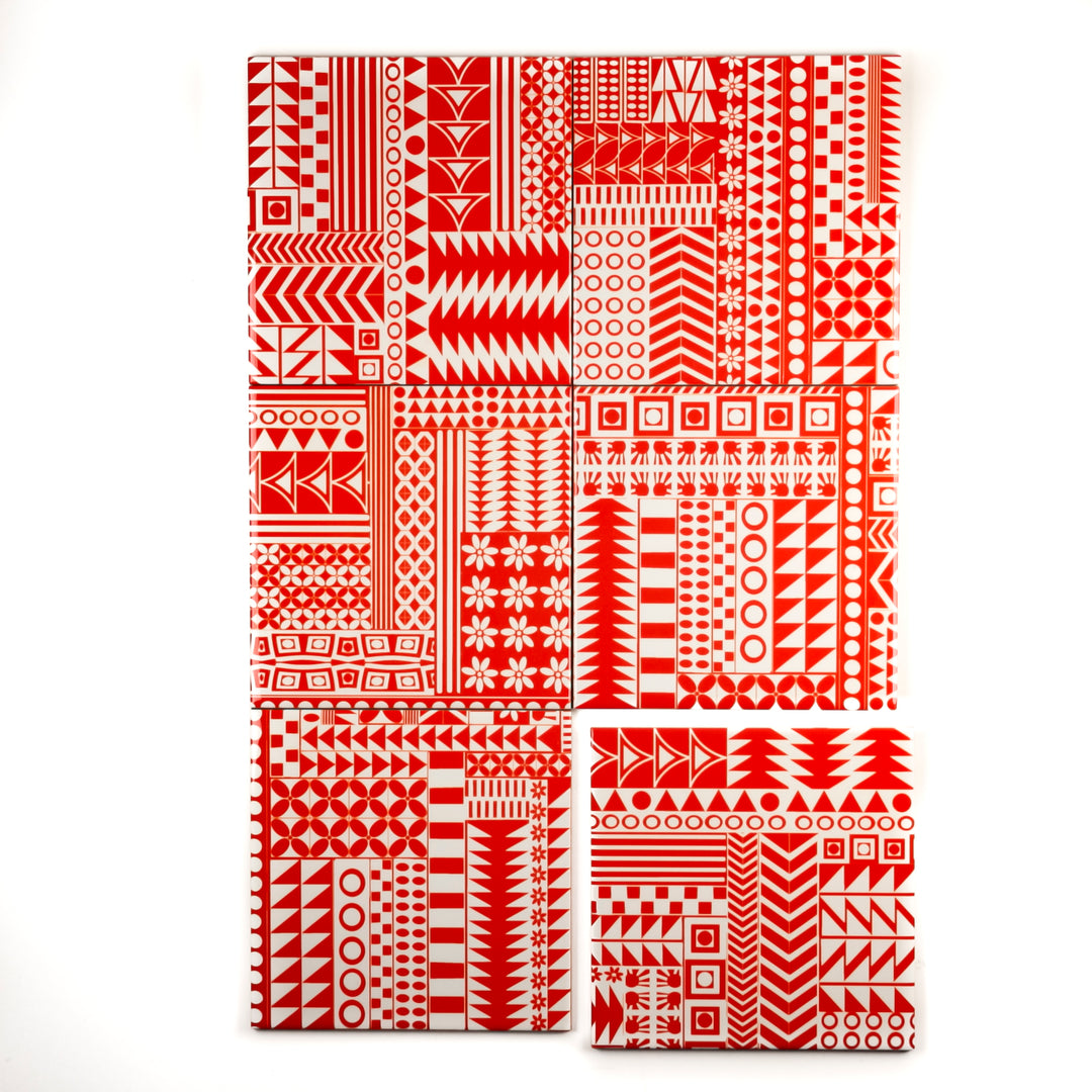 Orange Geometric Retro tiles - Small Scale