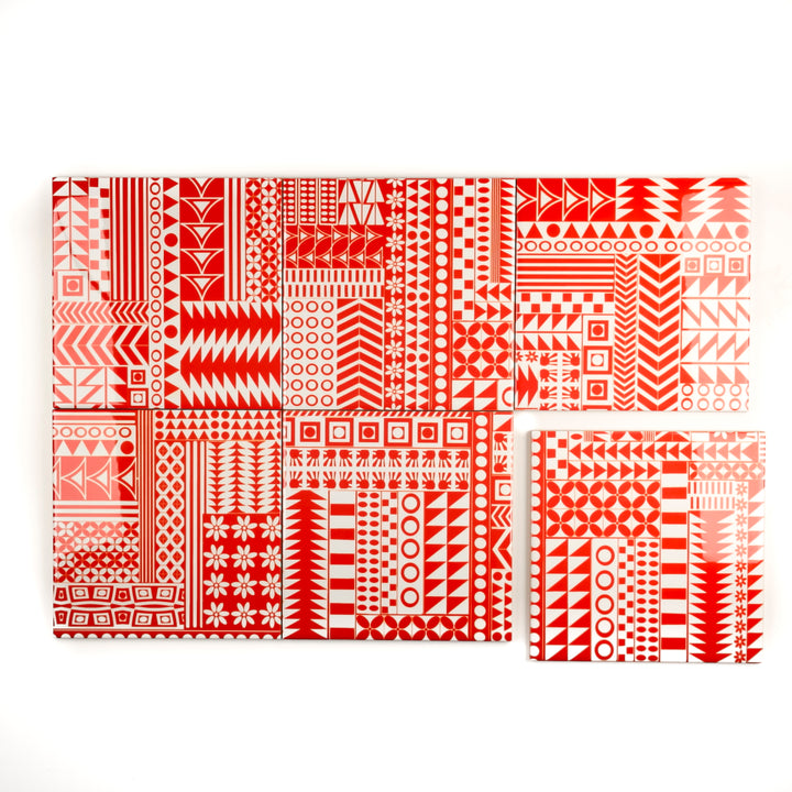 SALE SET - 6 x 15.2cm Mix and Match Orange Geometric Ceramic tiles