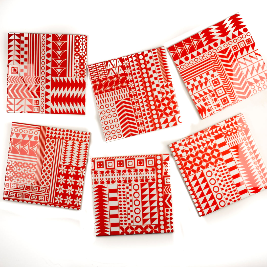 Orange Geometric Retro tiles - Small Scale