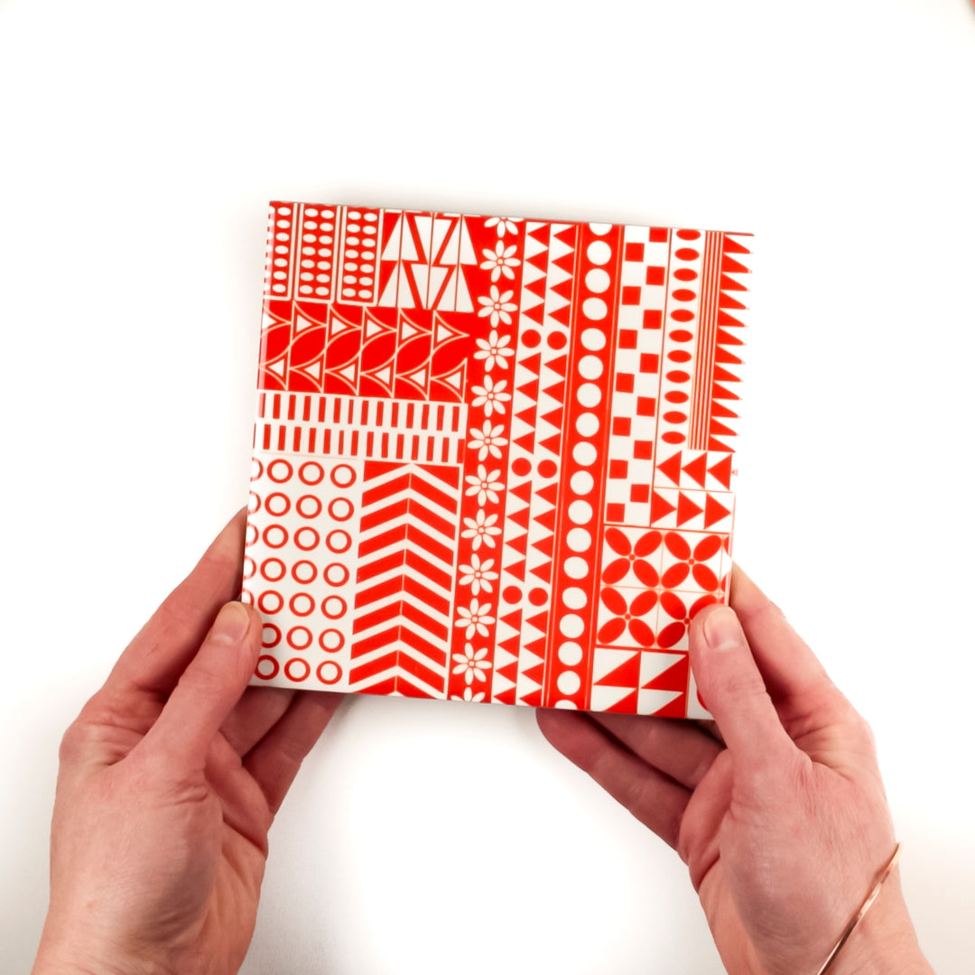 Orange Geometric Retro tiles - Small Scale