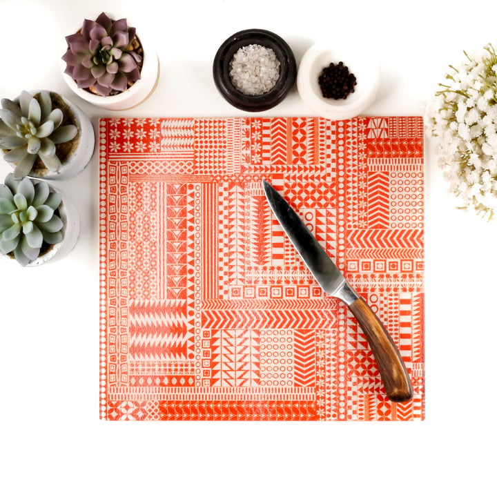 Geometric Orange Zigzag Worktop Protector