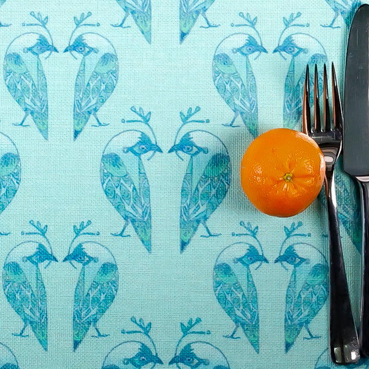 Lovebirds Fabric Placemat - Aqua