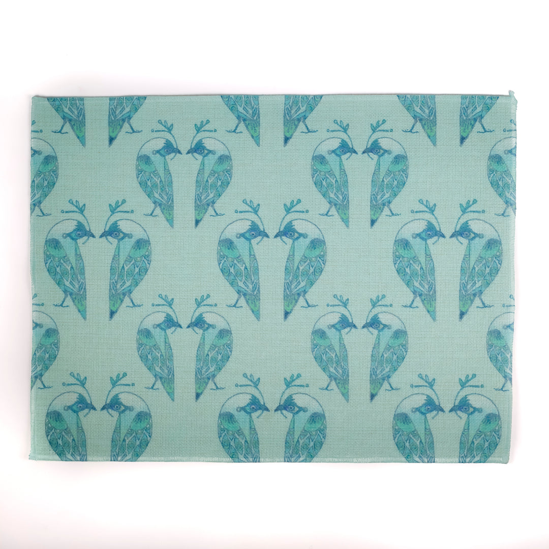 Lovebirds Fabric Placemat - Aqua