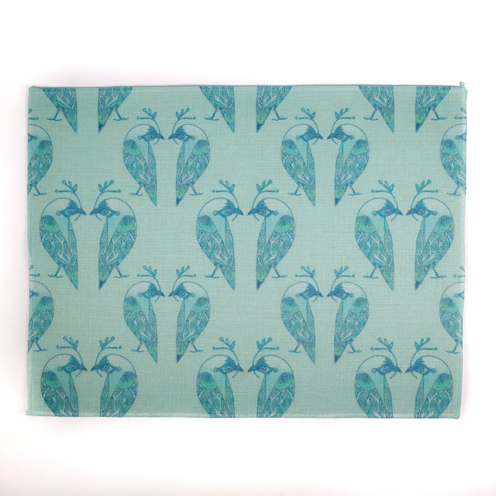 Lovebirds Fabric Placemat - Aqua