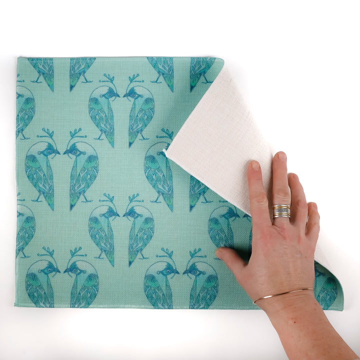 Lovebirds Fabric Placemat - Aqua