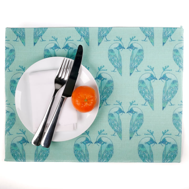 Lovebirds Fabric Placemat - Aqua