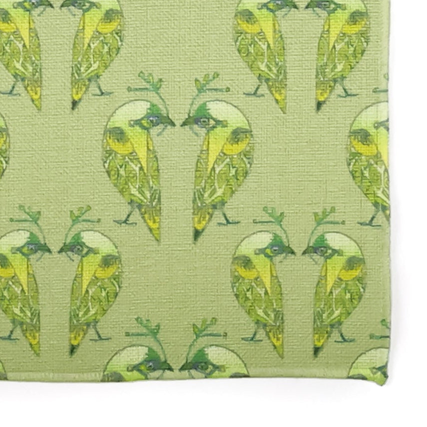 Lovebirds Fabric Placemat - Green Yellow Budgerigar