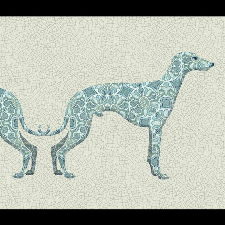 Greyhound Pet Food Mat - Blue and Grey