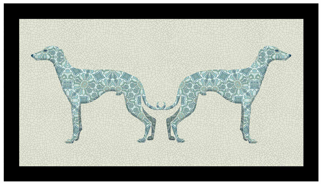 Greyhound Pet Food Mat - Blue and Grey