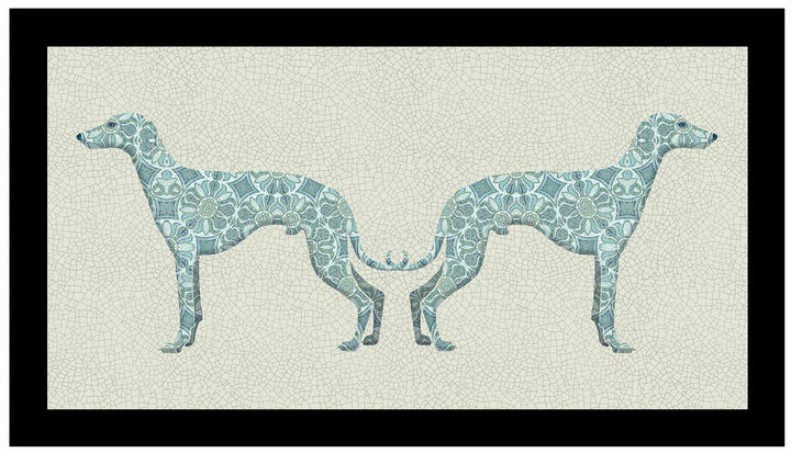 Greyhound Pet Food Mat - Blue and Grey