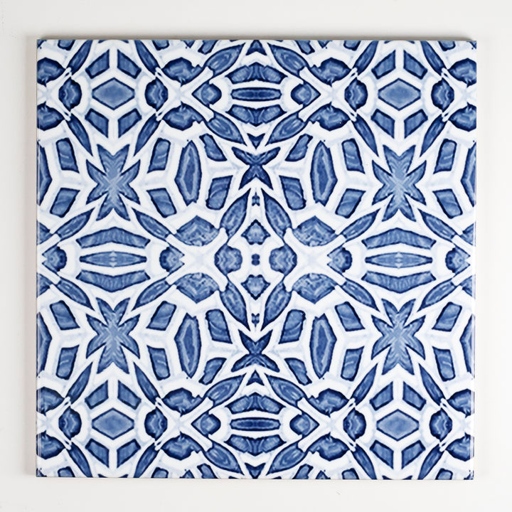 SALE - Set of 3x 20cm Mixed Design Moroccan Fountain - blue white Iznik tiles