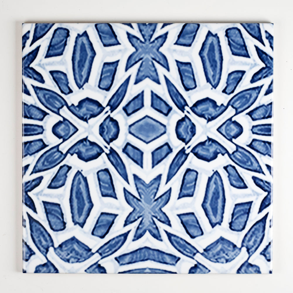 SALE - Set of 3x 20cm Mixed Design Moroccan Fountain - blue white Iznik tiles