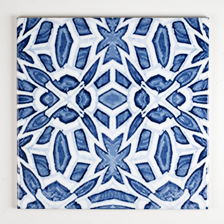 SALE - Set of 3x 20cm Mixed Design Moroccan Fountain - blue white Iznik tiles