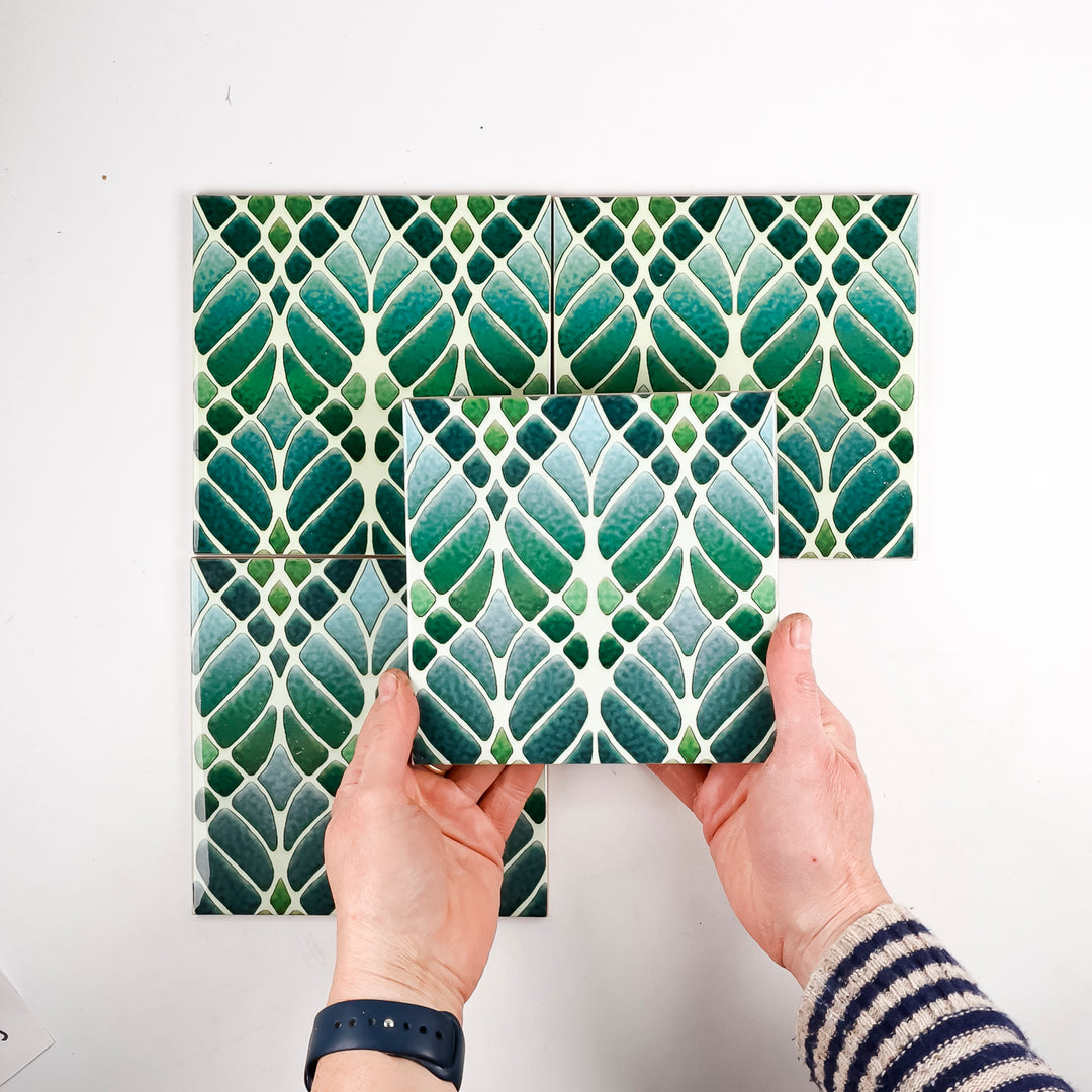 SALE SET of 4 x 15.2cm  Interwoven Tree tiles (mixed set)