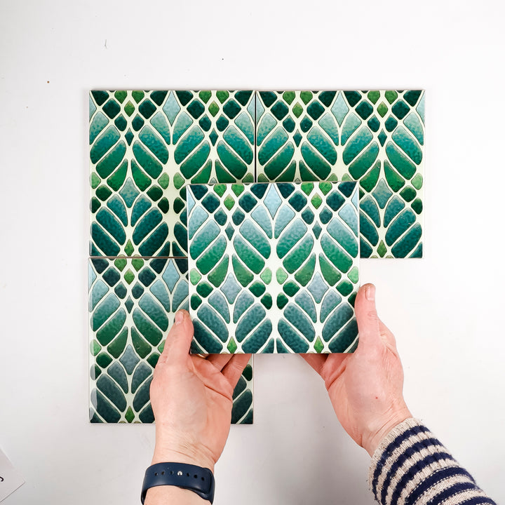 SALE SET of 4 x 15.2cm  Interwoven Tree tiles (mixed set)