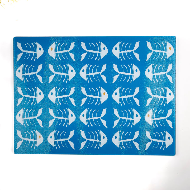 SALE - Large Rectangular Bonefish on Turquoise - Chopping Board (textured)