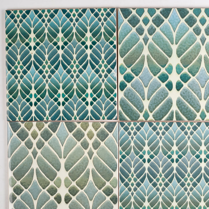 SALE SET of 4x 15cm Fired Ink tiles (Mixed Interwoven Tree Designs)