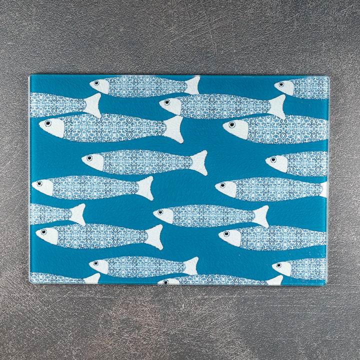 SALE - Sky Blue Ocean Shoal - Small rectangular Worktop Saver (textured)