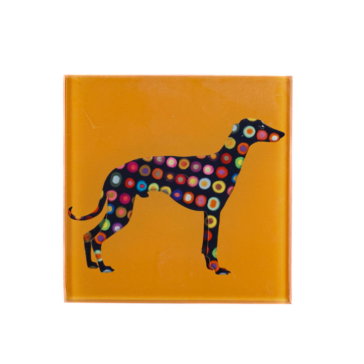 Spotty Greyhound on Orange - Coasters