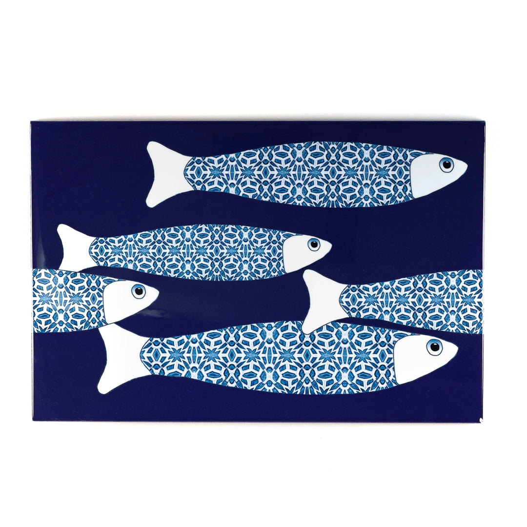 SALE SECONDS - 5x Navy Blue Ocean Shoal - Border version - Large Rectangular Tiles - 30x20cm