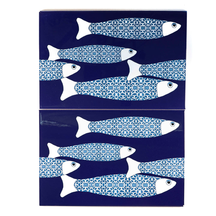 SALE SECONDS - 5x Navy Blue Ocean Shoal - Border version - Large Rectangular Tiles - 30x20cm