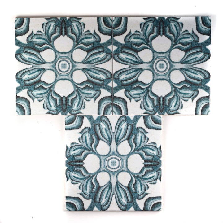 SALE SET : 6 x 20cm tiles - Hedera - Mixed Floral - Vintage design