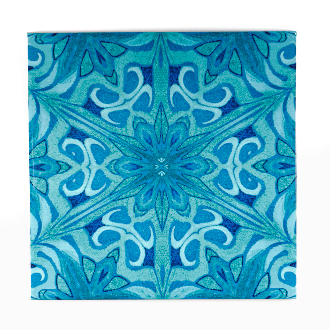 SALE - Set of 9 x 20cm Tiles - Mixed Blue/Orange - Patchwork Design