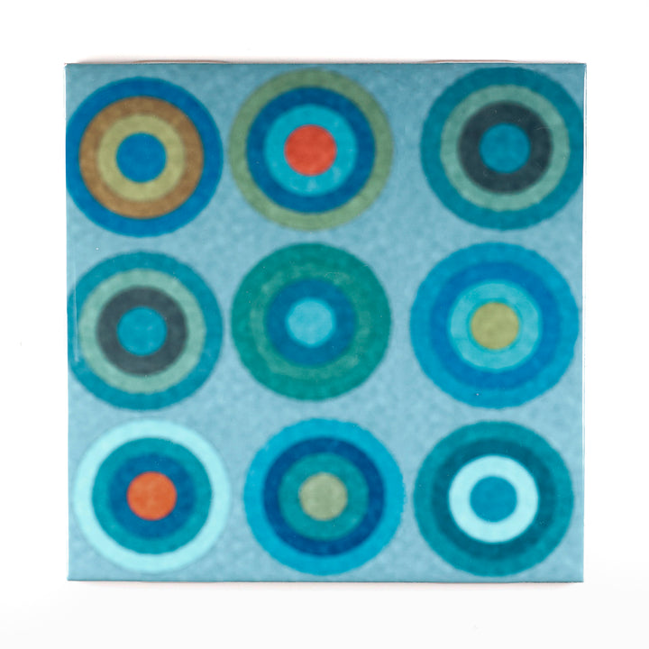 SALE - Set of 9 x 20cm Tiles - Mixed Blue/Orange - Patchwork Design