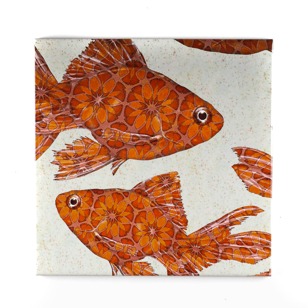 SALE - Set of 9 x 20cm Tiles - Mixed Blue/Orange - Patchwork Design