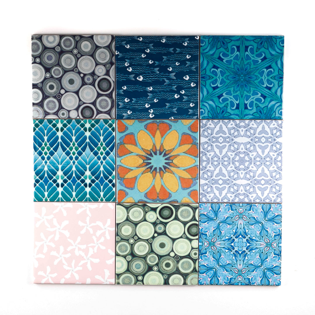 SALE SET : 12x 10.8cm - Random - Patchwork - Mixed Design Tiles