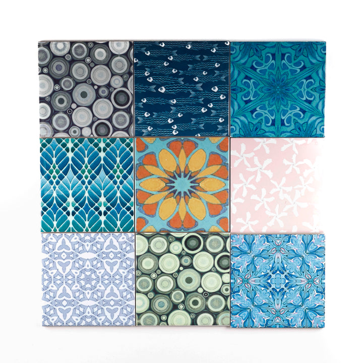 SALE SET : 12x 10.8cm - Random - Patchwork - Mixed Design Tiles
