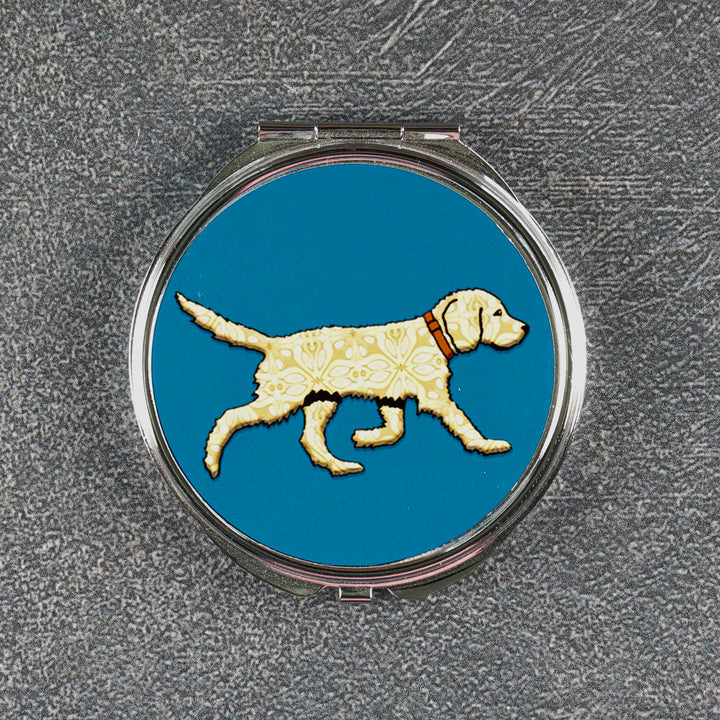 Labradoodle (Blonde on Teal) Compact Folding Mirror