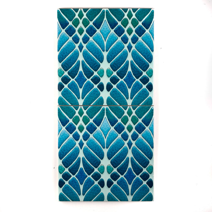 SALE - 2 x 15.2cm Large Scale Green/Blue Interwoven Trees