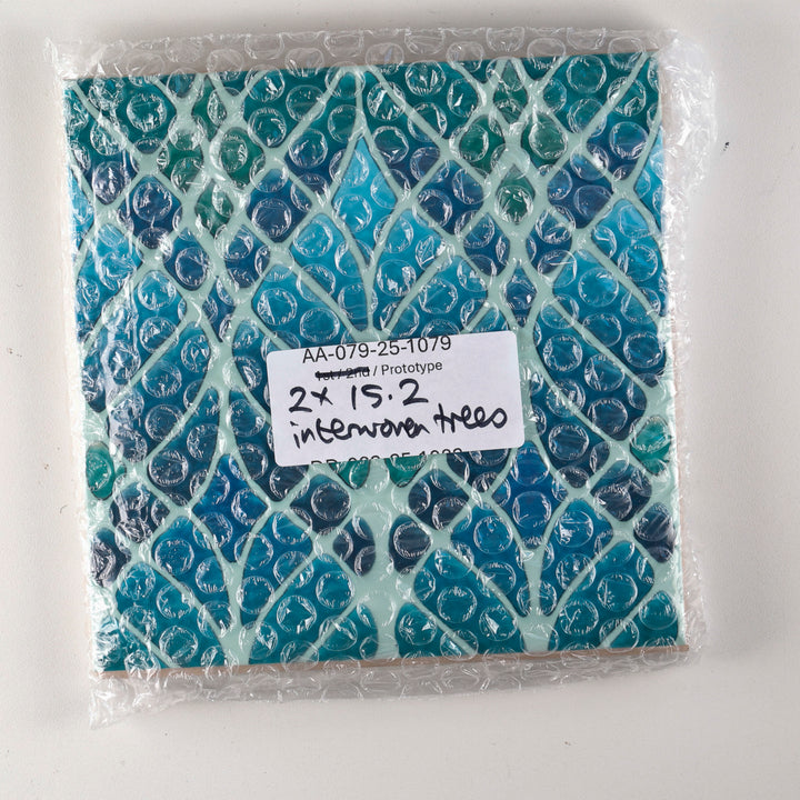 SALE - 2 x 15.2cm Large Scale Green/Blue Interwoven Trees
