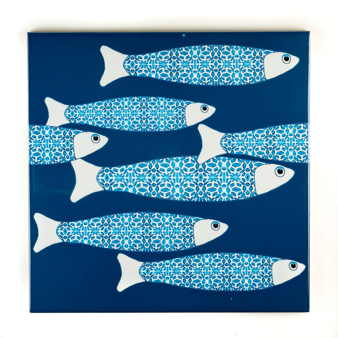 SALE SECOND SET - 6 x 20cm - Teal Ocean Shoal border tiles