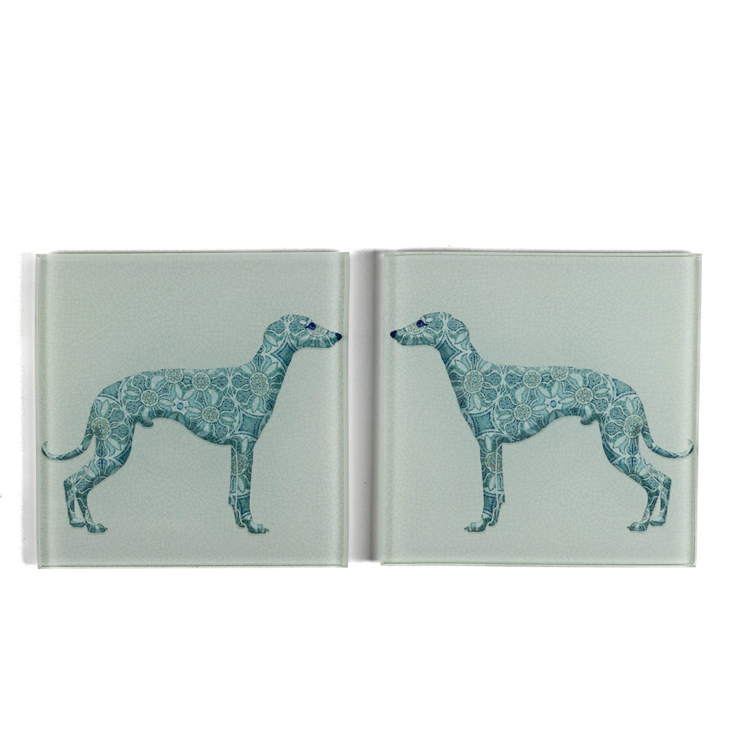 SALE - Pair of Greyhound / Whippet / Lurcher - blue/grey coasters (prototype)