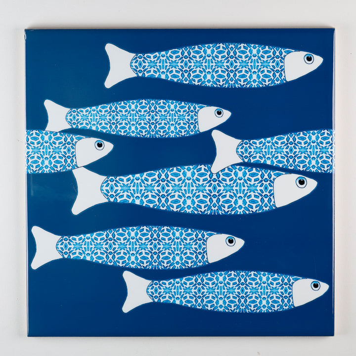 SALE SECOND SET - 4 x 20cm - Teal Ocean Shoal border tiles