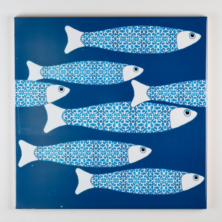 SALE SECOND SET - 4 x 20cm - Teal Ocean Shoal border tiles