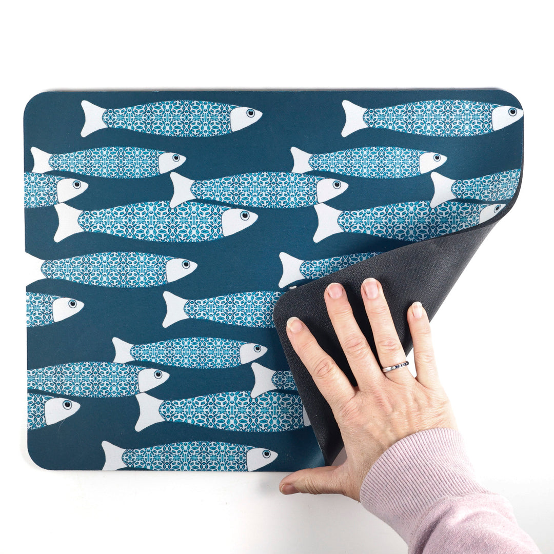 SALE - Teal Ocean Shoal Large Pet Food Mat